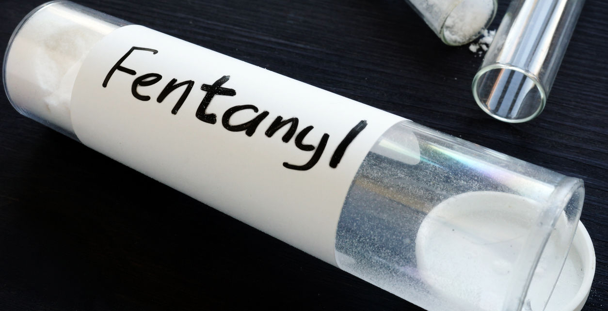 image of clear vile labled fentanyl